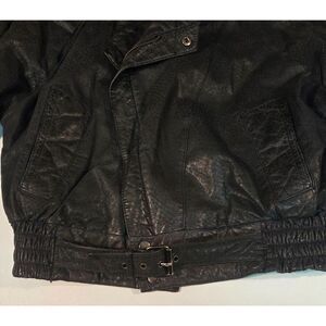 Vintage Florence Tranners Genuine Leather Moto Jacket Black Large